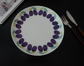 Arabia Finland pomona luumu plum plate 23.5 cm, vintage dinner, serving plate, vintage ceramic 1960S Raija Uosikkinen design