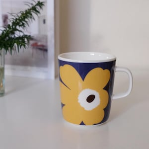 Marimekko Unikko 50th Anniversary poppy mug Oiva model tableware, porcelain drinking mug coffee mug 2.5DL, Maija Isola