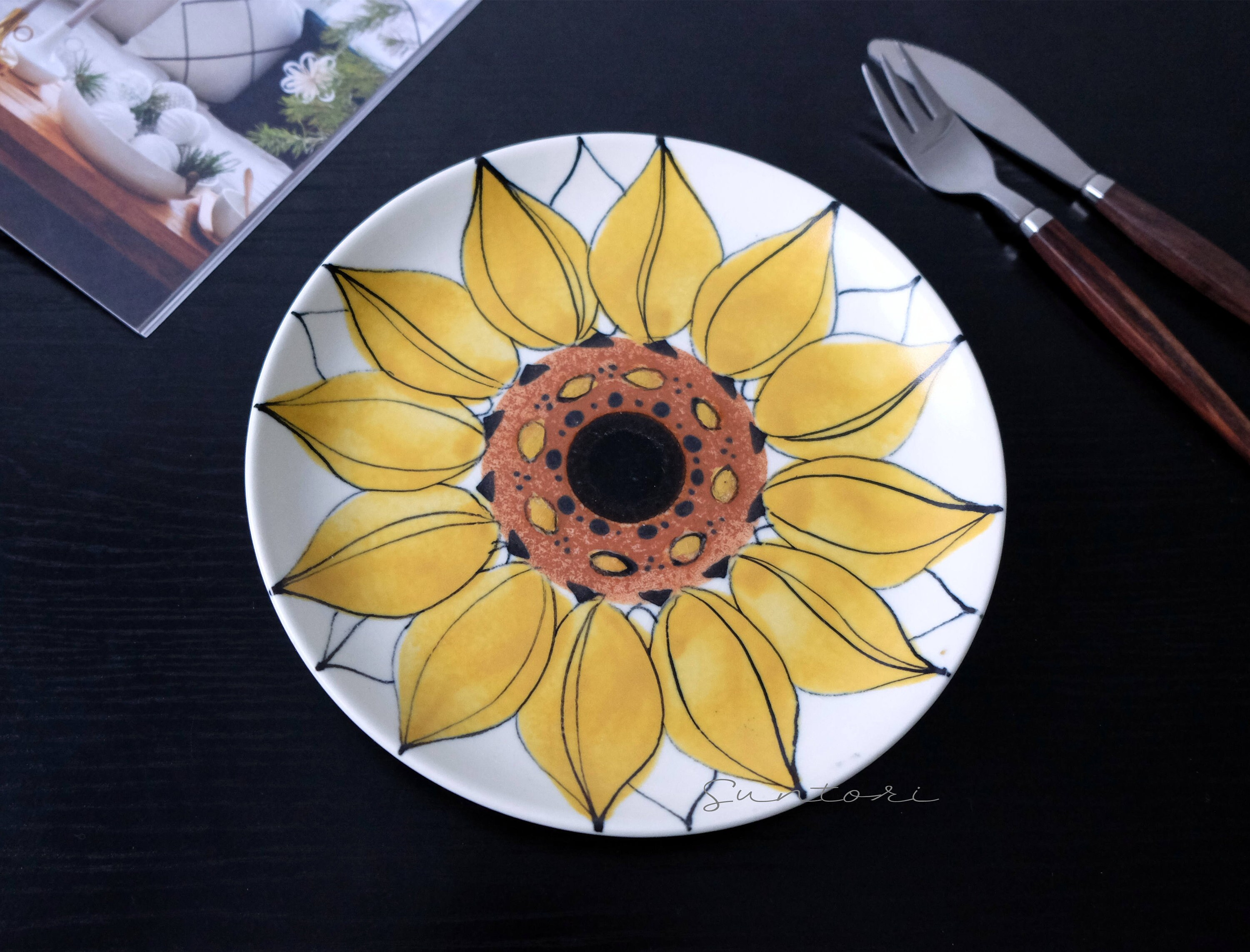 Arabia Finland Arabia AURINKORUUSU Sunflower Hand Painted