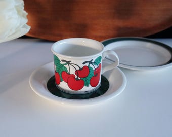 Trio Set Arabia Finland Arabia Kirsikka (cherry) Coffee Cup