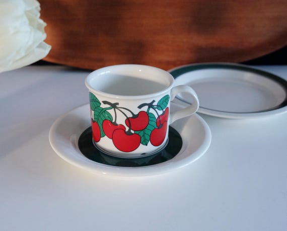 Trio Set Arabia Finland Arabia Kirsikka (cherry) Coffee Cup