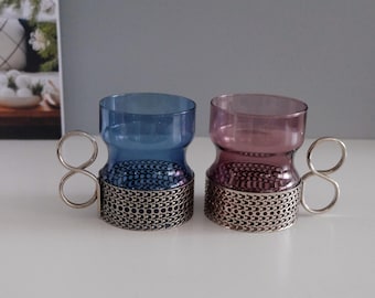 2 peças Iittala Finlândia Tsaikka copo de vidro, copo de suco, desenhado por Timo Sarpaneva vidro vintage