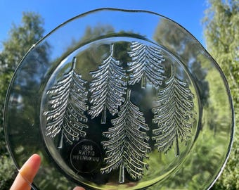 Prato de vidro de abeto Iittala Kuusi, prato de servir 23 cm, pendurado na parede, vidro para decoração de casa, copos vintage feitos na Finlândia, Jorma Vennola