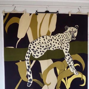 Marimekko  Sininen Gepardi vintage cotton fabric, tablecloth, curtain fabric home decor 140 x 132 cm. wall hanging, upholstery fabric