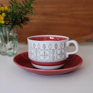 Taza de té vintage Rörstrand Ester de 300 ml, taza de café y platillo, diseño de Leena Mörsky, vajilla de porcelana.
