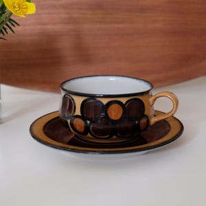 Arabia Atelje Arabia Kalevala coffee cup and saucer, hand painted vintage tea cup 200ML, vintage ceramic tableware, Raija Uosikkinen
