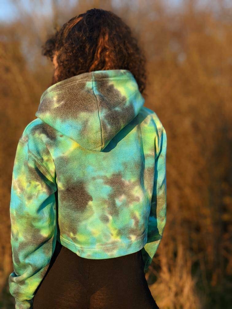 Green Tie Dye Cropped Hoodie Blue Green Tie Dye Crop Hoodie | Etsy