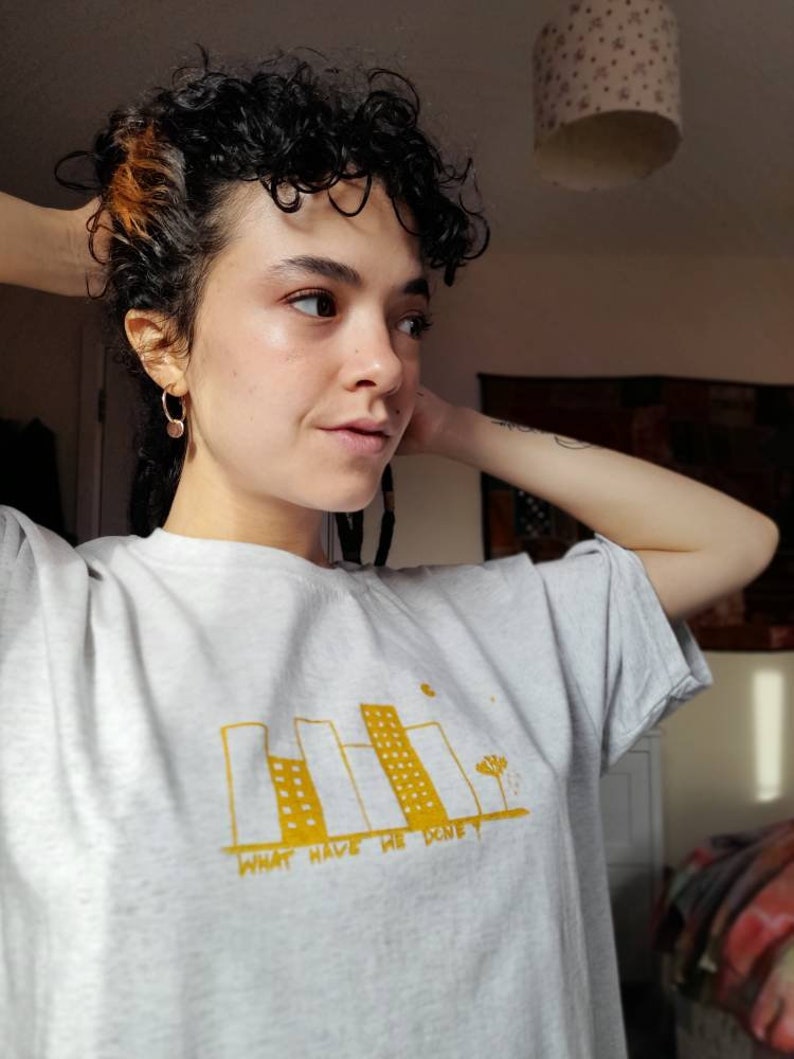 Screen Print Graphic Tshirt Oversized Screen Print Grey Etsy