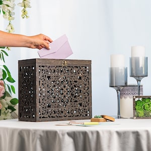 Box für Hochzeitskarten mit Gravur, Geschenkbox aus Holz, Geschenkbox aus Holz, Hochzeitsdekoration