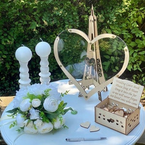 Heart shape guest book, Wedding alternative guest book, Rustic wedding drop box for wooden heart cards, personalized wedding decor