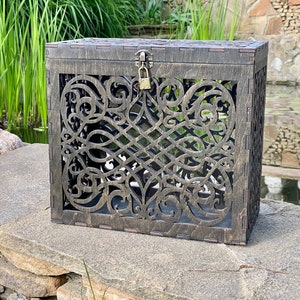 Rustikale Kartenbox Abschließbare Kartenbox Hochzeitsbank Hochzeitsgeschenkbox Hochzeitskartenbox mit Schlitzschloss Hochzeits-Spardose