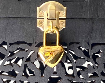 Locks with key for wooden box, backpack honeymoon traveling, Golden lock Silver lock Old brass lock