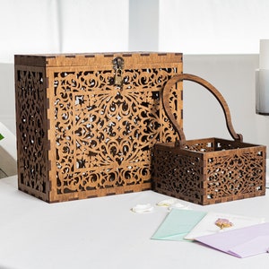 Blumenmädchen Blütenkorb & Hochzeitskartenbox, Gastgeschenkhalter, Holz-Spardose