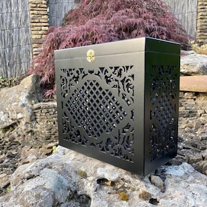 Schwarze Hochzeit Holzkartenbox mit Schloss, Geldgeschenkschachtel, Umschlag Hochzeitsbox, Geldgeschenkebox