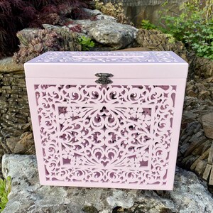 Caixa de cartões de casamento rosa menta com fechadura, caixa de cartões de casamento, caixa de correio de casamento, casamento rústico