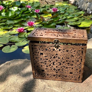Hochzeit Umschlag Karte Box mit Schloss, Geldbox, Gastgeschenk Halter, rustikale Hochzeitsdekor