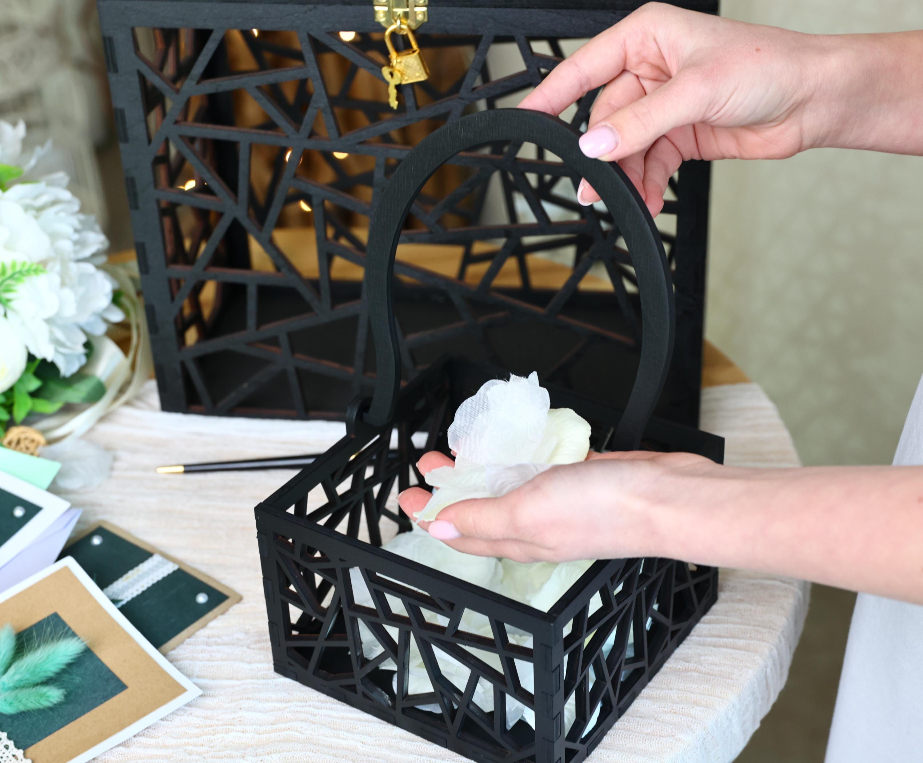 Black Wedding Card Box With Lock: Gothic Romance Decor, Petal Basket - Etsy