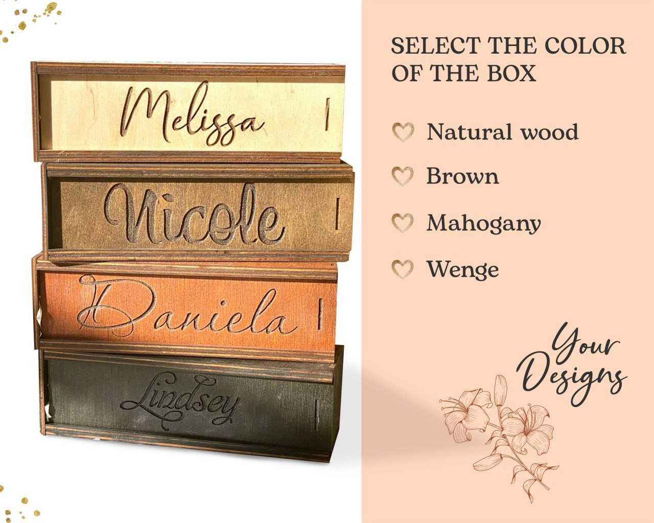 Personalized Engraved Wooden Gift Box: Bridesmaid Proposal, Birthday ...