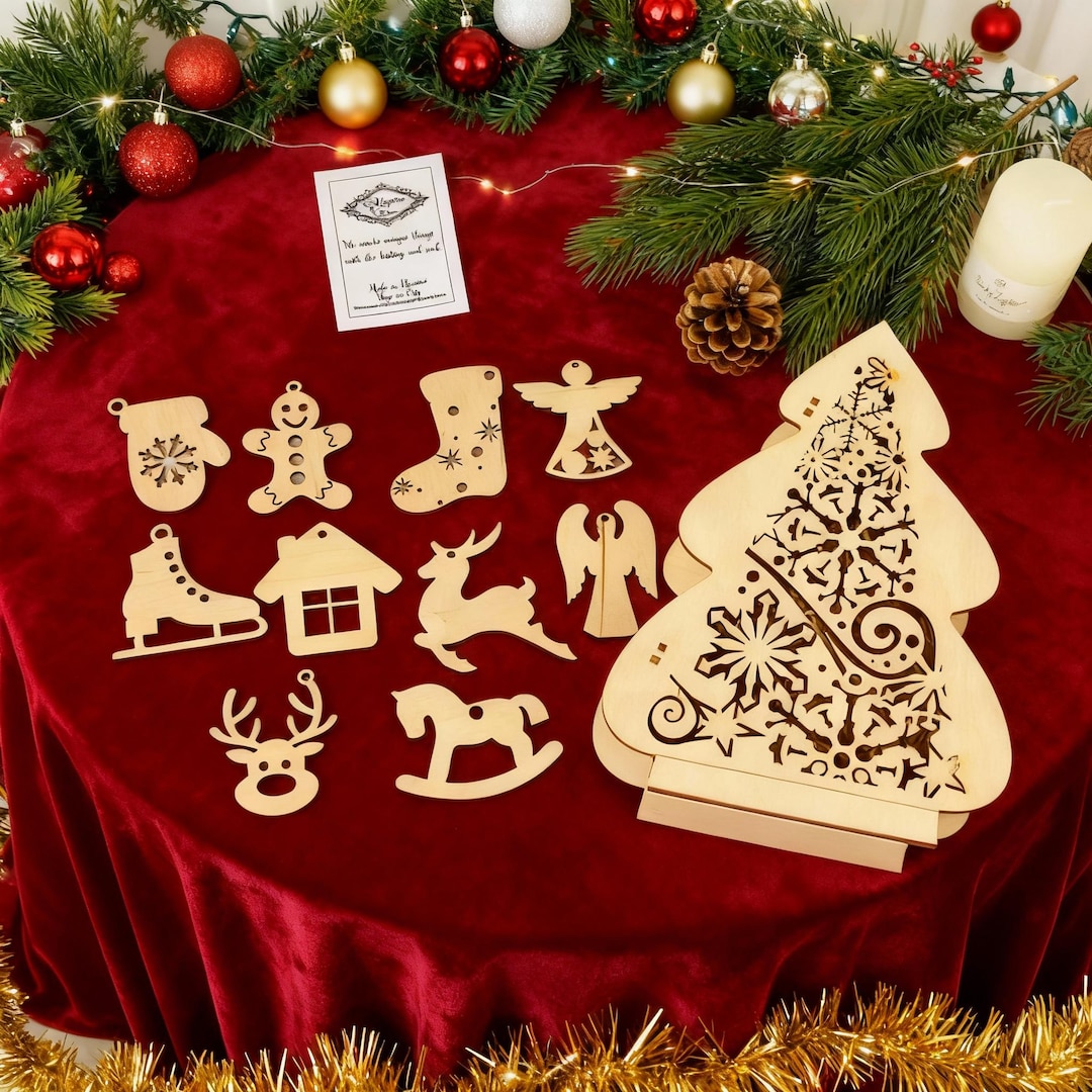 Enfeites de madeira para árvores de Natal, decorações de Natal ...