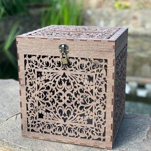 Caixa de lembranças de jacarandá com fechadura, caixa para envelopes de dinheiro, porta-cartões de casamento, caixa de presente, decoração de casamento