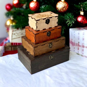 Houten geschenkdoos Winter Wonderland, gepersonaliseerde kerstavonddoos, aandenkendoos, op maat gegraveerde vakantiegeschenkdoos