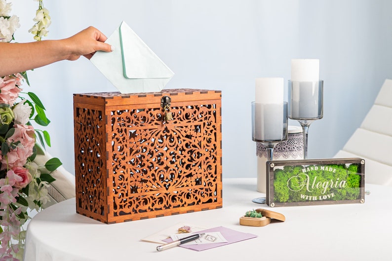 Custom Wooden Card Box Personalized Wedding Envelope Box With Etsy