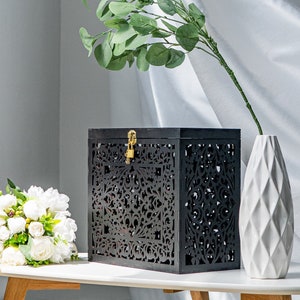 Gold Wedding Card Box With Lock Wedding Card Holder Wedding Post Box