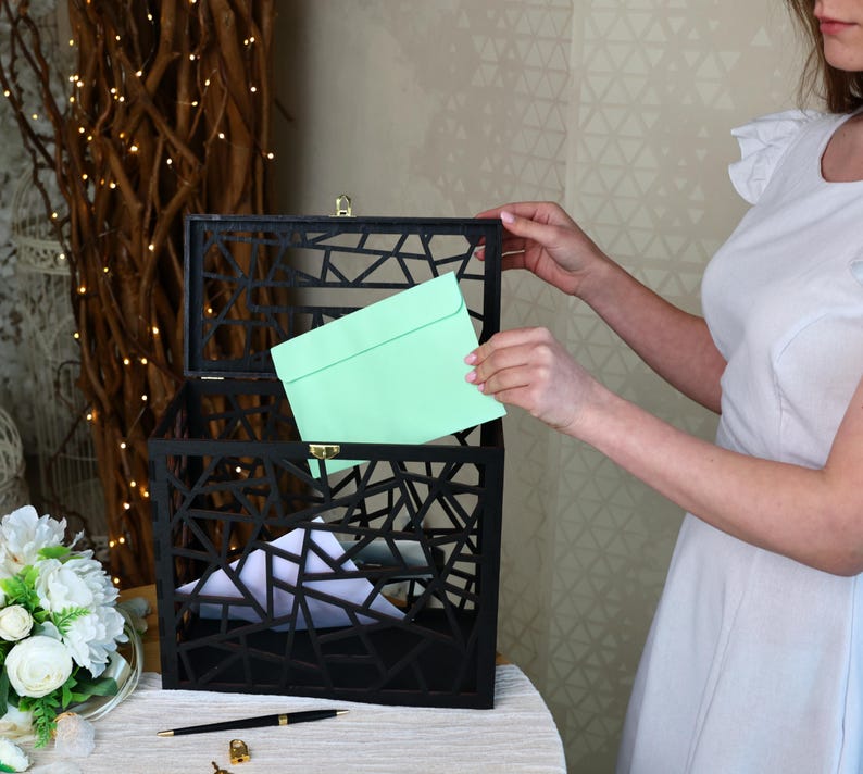 Black Wedding Card Box With Lock: Gothic Romance Decor, Petal Basket - Etsy
