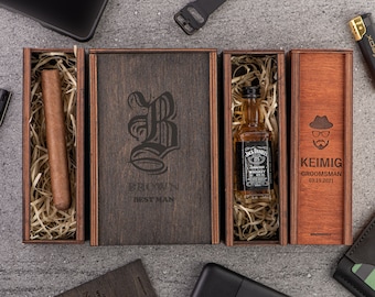 Personalized Groomsmen Gift Box, Engraved Wooden Best Man Box, Custom Cigar Box for Wedding Proposals