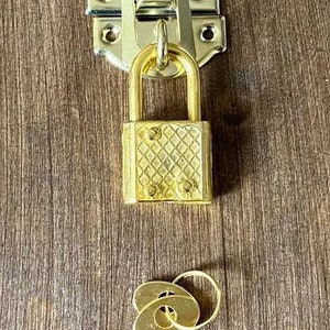 Locks with key for wooden box, backpack honeymoon traveling, Golden lock Silver lock Old brass lock image 3