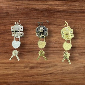 Fechadura de coração com chave, fechadura de caixa de madeira, mochila viagem de lua de mel, dourada, prateada, fechadura de latão antigo