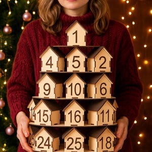 House Advent calendar boxes, DIY empty Advent calendar kit, Christmas home decor