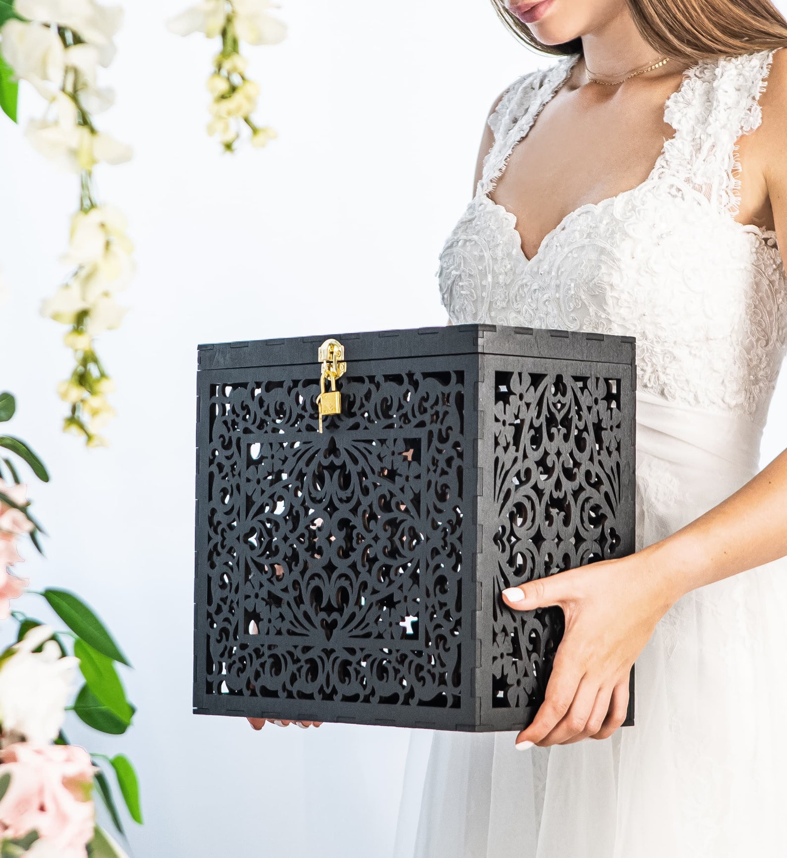 Gold Wedding Card Box With Lock: Elegant Reception Decor - Etsy