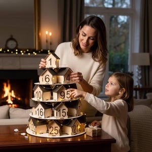 DIY Wooden House Advent Calendar Kit: Christmas Home Decor