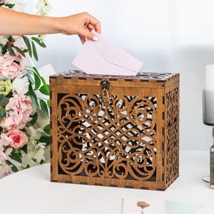 Box with Slot for wedding cards, Money box, Personalized Wedding Décor, Rustic Wedding Gift Box, Custom Wooden envelope Box
