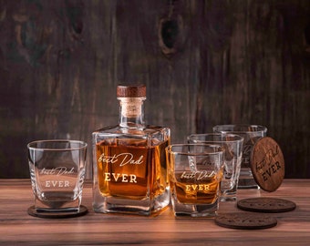 Personalized Whiskey Decanter Set, custom whiskey set in the box, gift idea for him