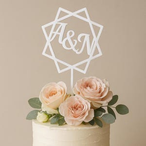 Acryl caketopper, gepersonaliseerde acryl voornaamdecoratie, aangepaste initialen achternaam, bruid en bruidegom