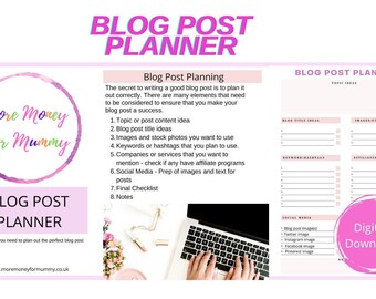 Blog Post Planner | Blog Post | Blog Planner | Blogging | Content Strategy | Blog Content | Sponsored Post | Printable Planner l Download