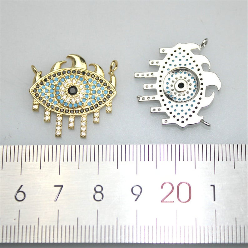 5-20pcs Colorful cz connector charm,cz eye shape charm connector,plated cz jewelry component connector,fashion cz jewelry