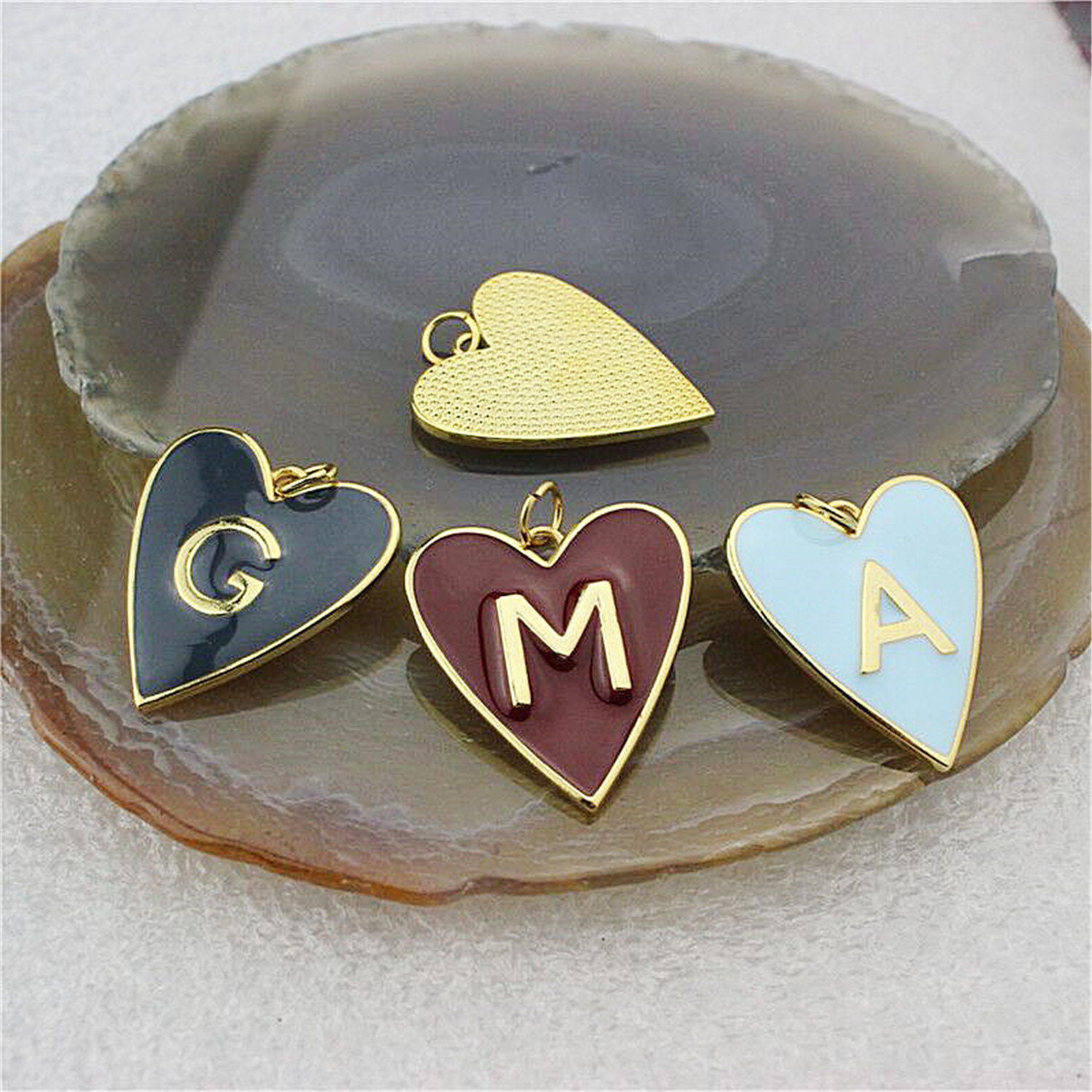 5pcs Fashion Letter Enamel Pendantheart Shape Plating Letter - Etsy