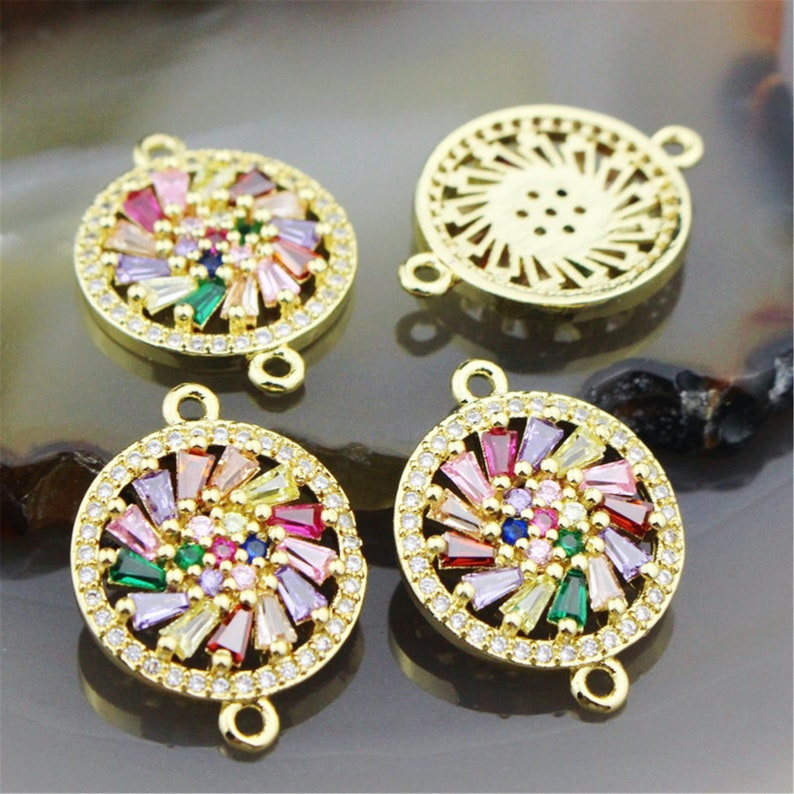 235pcs Discount cubic zirconia micro pave charm connector,rainbow cz connector component,fashion jewelry accessories
