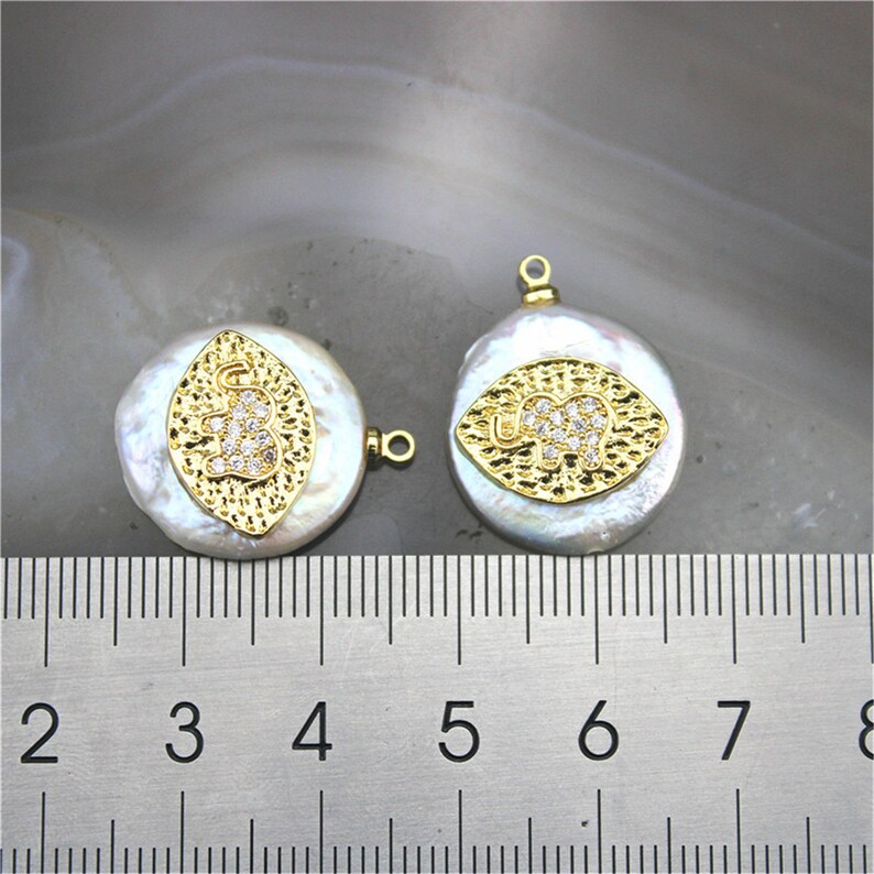 235pcs discount freshwater pearl pendant charm,cz elephant charm with freshwater pearl pendant,delicate zircon inlay pearl component