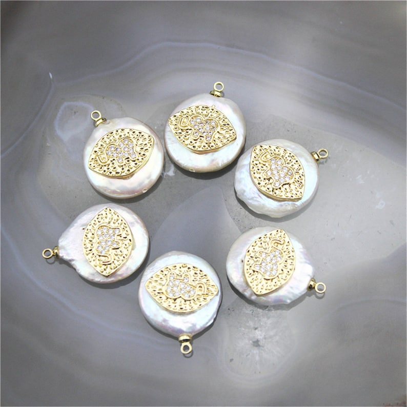 235pcs discount freshwater pearl pendant charm,cz elephant charm with freshwater pearl pendant,delicate zircon inlay pearl component
