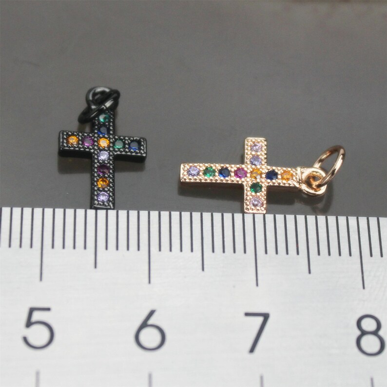 10-20pcs Cz cross pendant charm,multicolor cubic zirconia micro pave pendant charm,necklaceearringbracelet jewelry component