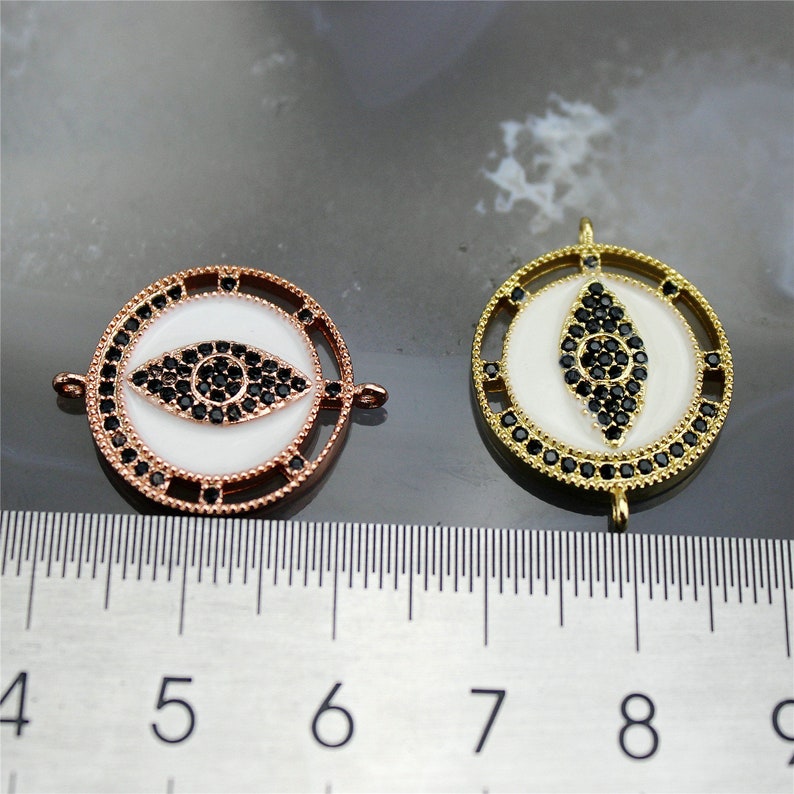 235pcs fashion cz micro pave charm connector,plating cz eye shape charm,handmade diy jewelry accessories