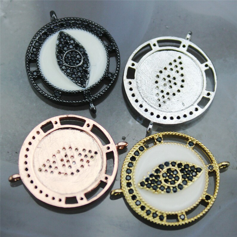 235pcs fashion cz micro pave charm connector,plating cz eye shape charm,handmade diy jewelry accessories