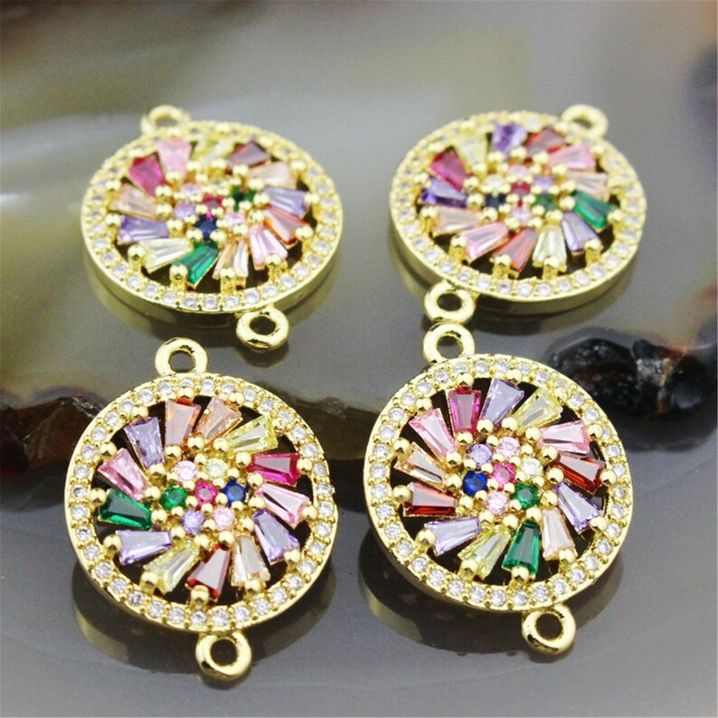 235pcs Discount cubic zirconia micro pave charm connector,rainbow cz connector component,fashion jewelry accessories