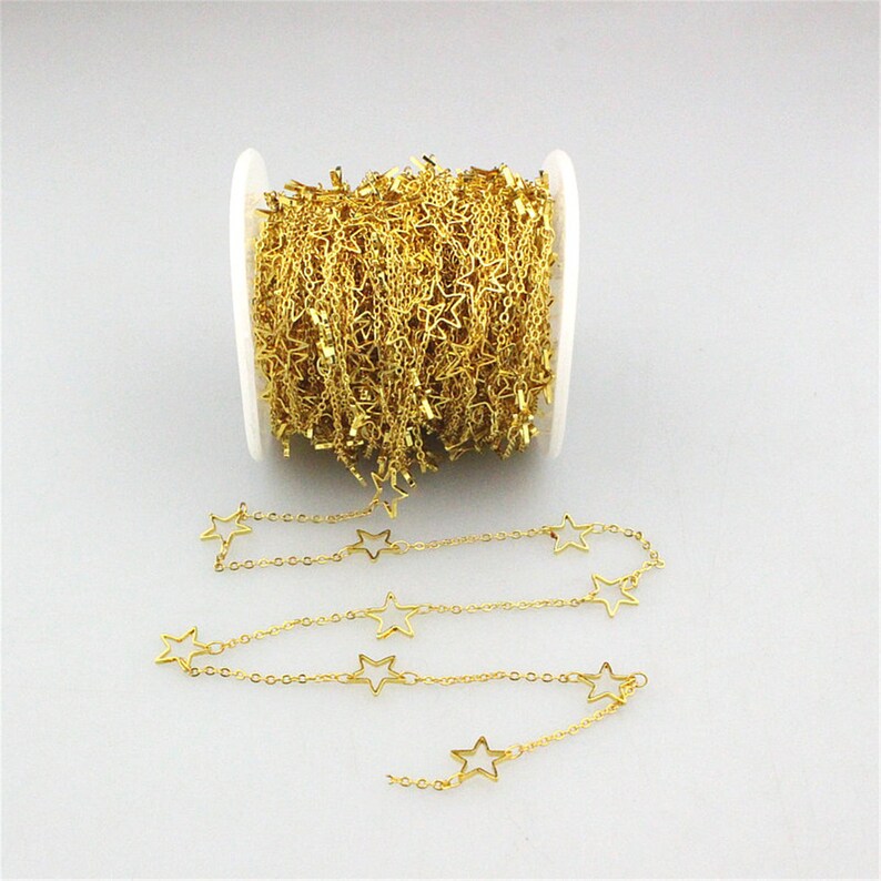 3-10Meters per roll star shape charm chains,plating star shape charm jewelry chains,handmade diy fashion jewelry component chain
