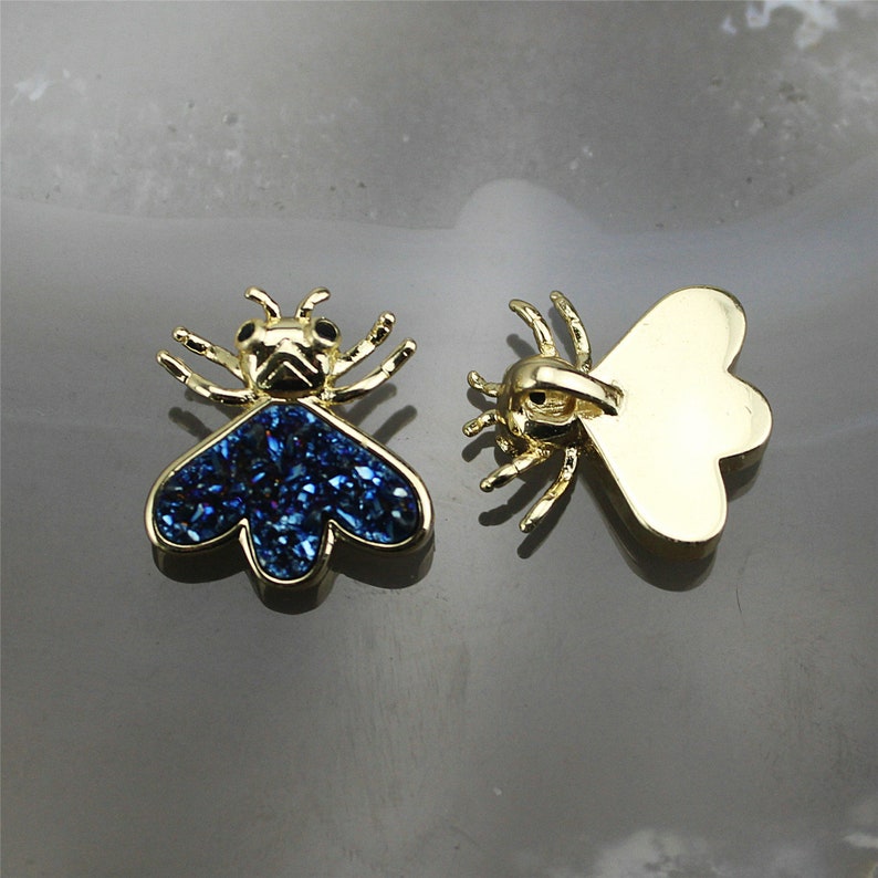 insect shape druzy pendant,plating stone fancy charm,colorful drusy pendant jewelry,diy necklaceearringbracelet accessories