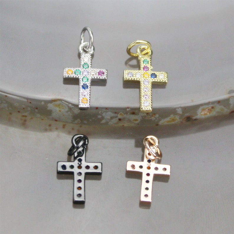 10-20pcs Cz cross pendant charm,multicolor cubic zirconia micro pave pendant charm,necklaceearringbracelet jewelry component